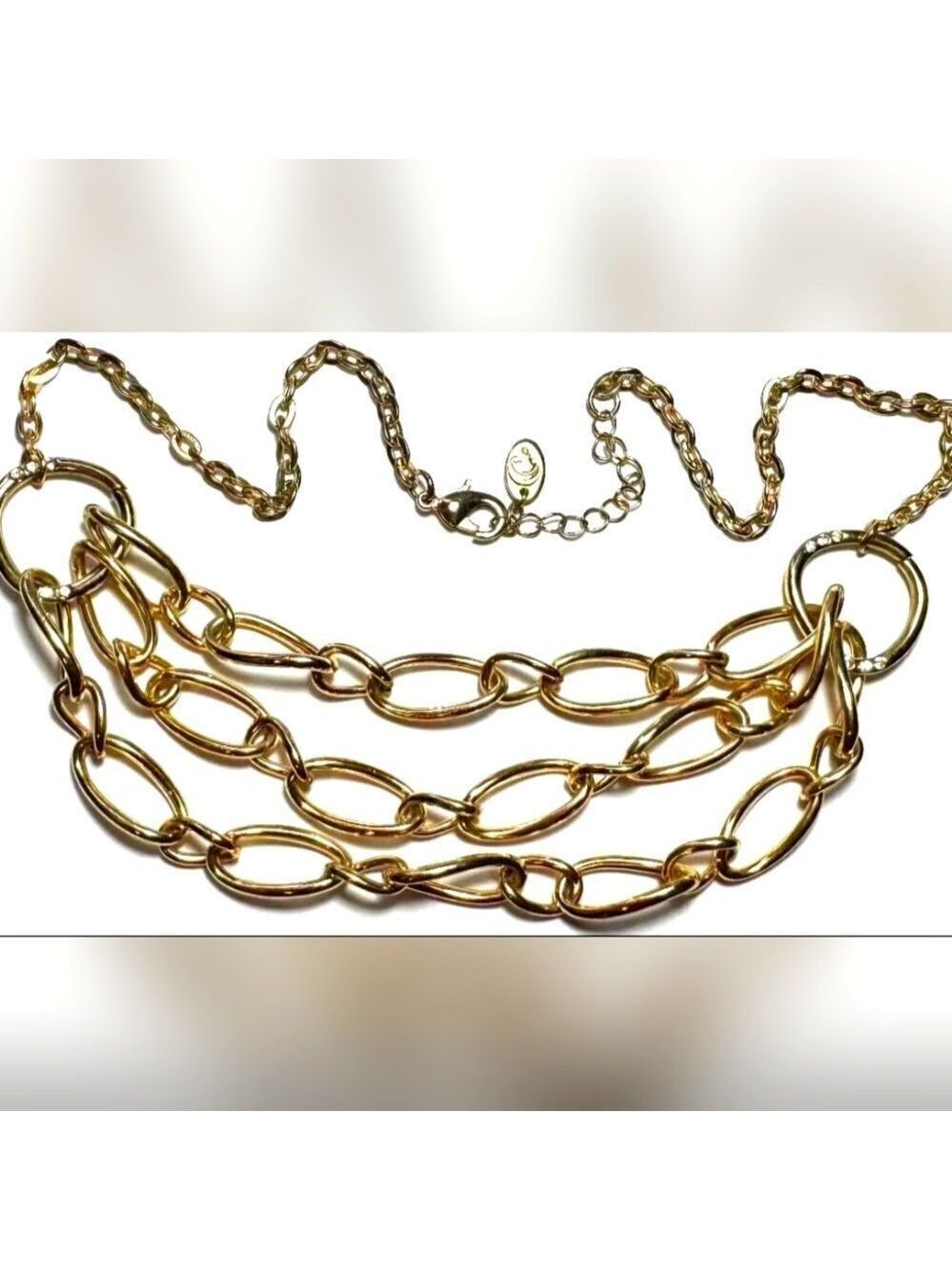 Vtg Necklace  Charming Charlie Multi Chain Large Bib 18"-20"